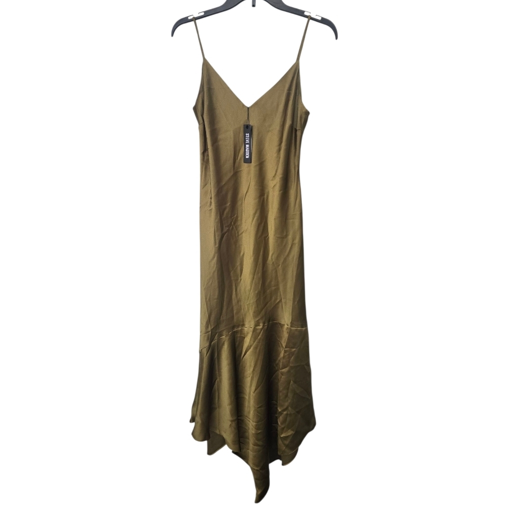 Steve Madden Lucille Satin Slip Dress Sz M Asymmetrical Babydoll New Party - Picture 2 of 16